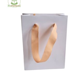 Bolsa lujo blanca 13x17x6 asa beige