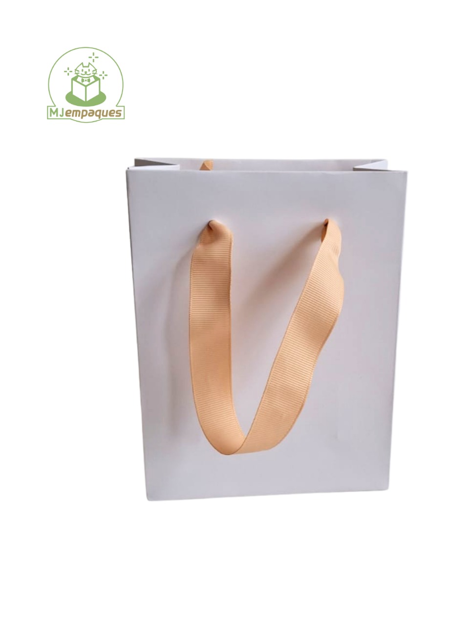 Bolsa lujo blanca 13x17x6 asa beige