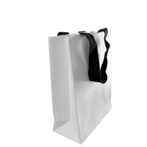 Bolsas papel de lujo13x17x6 blanca asa negra