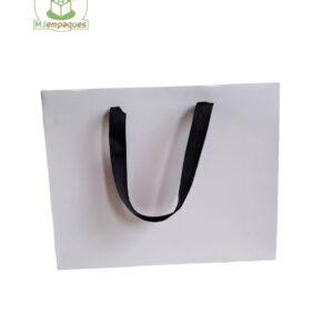 Bolsa de lujo 40x30x9 blanca con asa negra