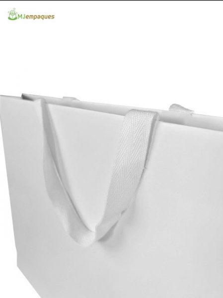 Bolsas papel de lujo 28x22x8 hor. blanca asa blanca - Imagen 2