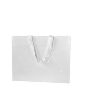 Bolsas papel de lujo 28x22x8 hor. blanca asa blanca