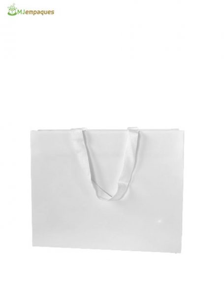 Bolsas papel de lujo 28x22x8 hor. blanca asa blanca