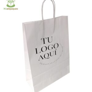 Bolsas Kraft colores con manilla personalizadas con logos