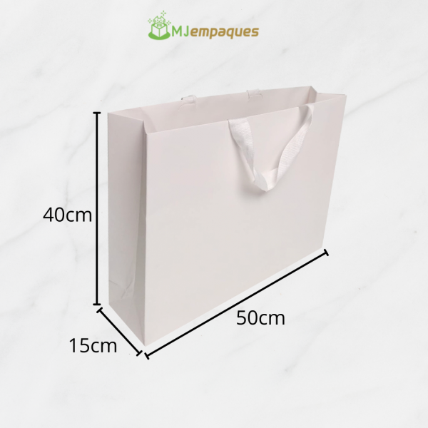 Bolsa lujo de 50x40x15 blanca horizontal - Imagen 2