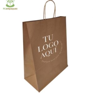 Bolsas Kraft Café con manilla personalizadas con logos