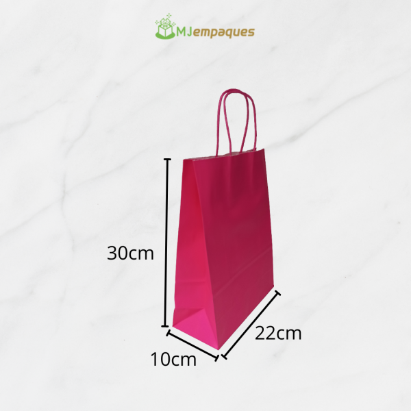Bolsa kraft fucsia de 22x30x12 - Imagen 2