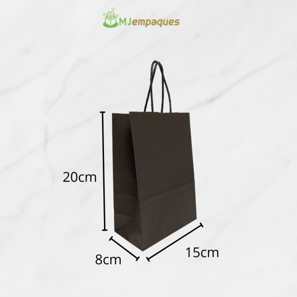 Bolsa kraft negra de 15x20x8 - Imagen 2