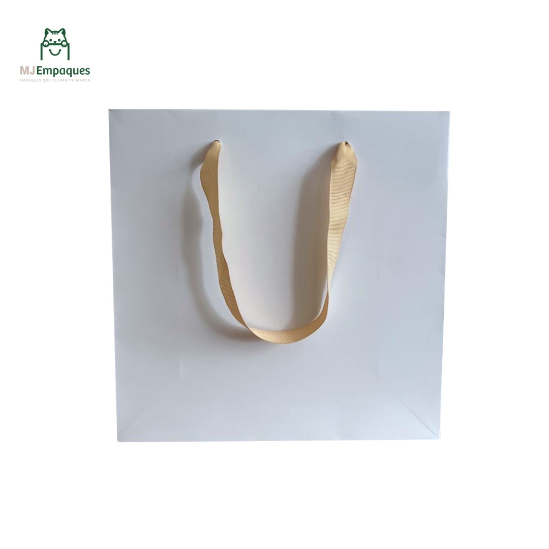 Bolsa de lujo blanca 25x25x10 asa beige